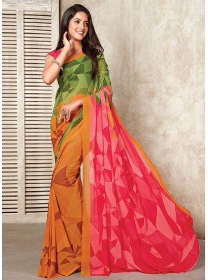 Multi Colour Printed Weight Less Contemporary Saree