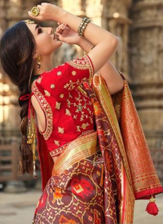Multi Colour Sangeet Silk Designer Traditional Saree