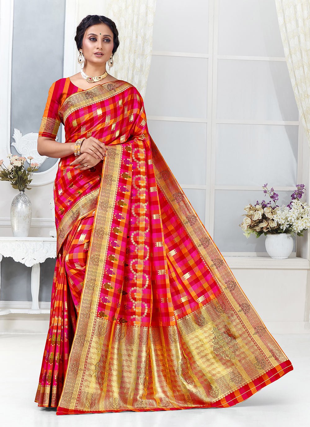 Multi Colour Silk Weaving Traditional Saree