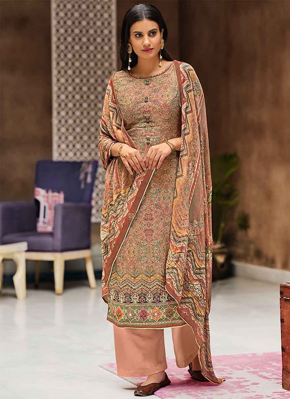Muslin Designer Pakistani Suit in Multi Colour