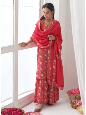 Muslin Floral Print Readymade Salwar Kameez