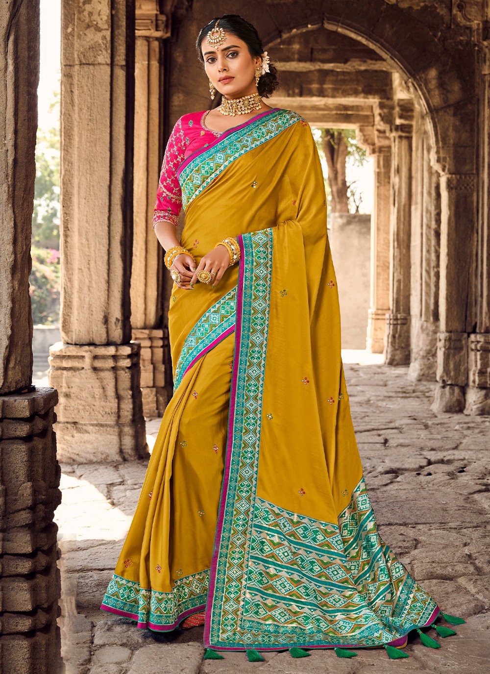 Mustard Banarasi Silk Classic Designer Saree