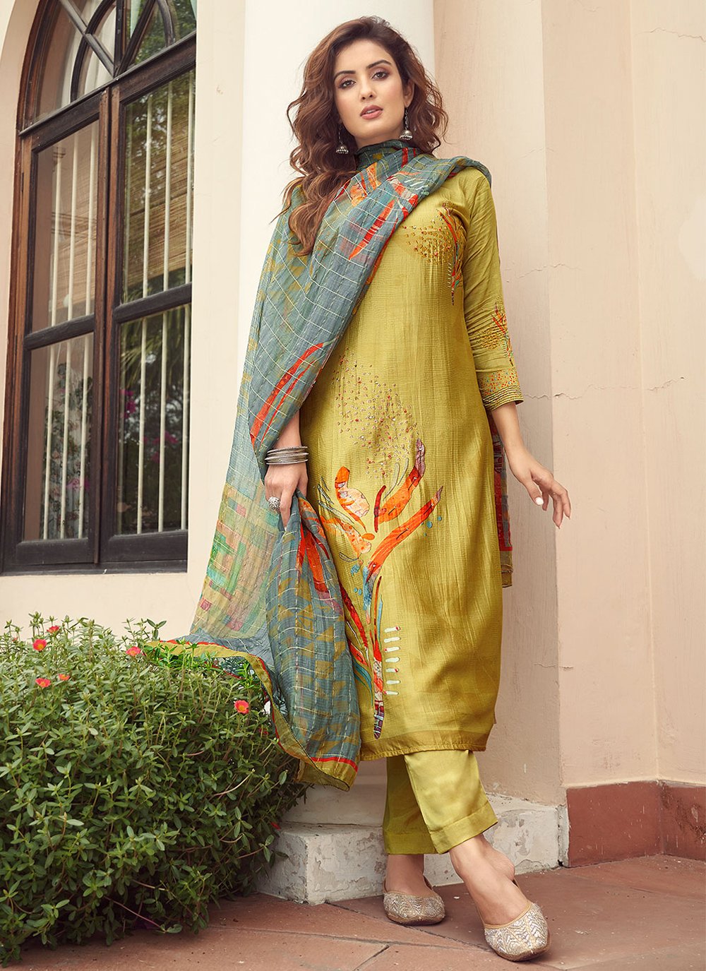 Mustard Digital Print Salwar Suit