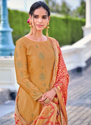 Mustard Festival Georgette Satin Designer Pakistani Suit