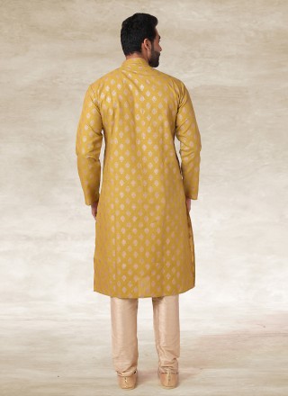 Mustard Festival Handloom Cotton Kurta Pyjama