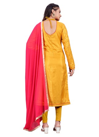 Mustard Silk Casual Straight Salwar Suit