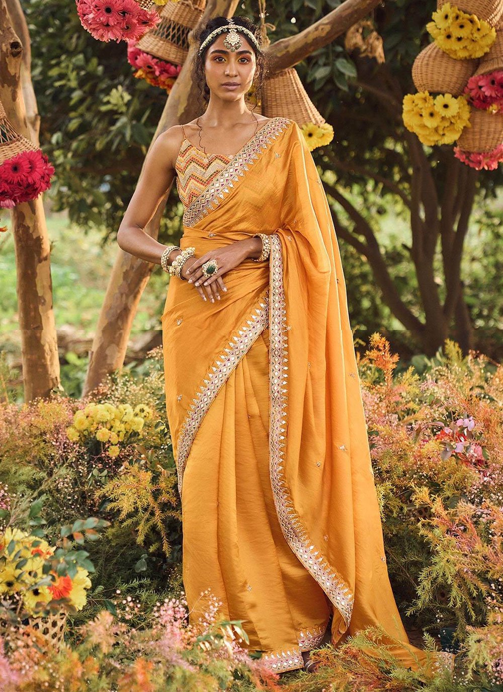 Mustard Silk Contemporary Style Saree