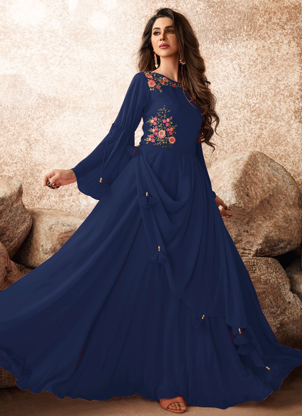 Navy Blue Color Gown 