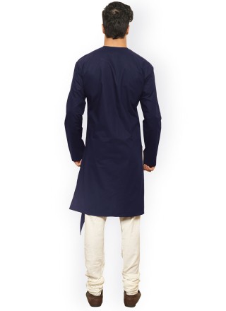 Navy Blue Engagement Blended Cotton Indo Western