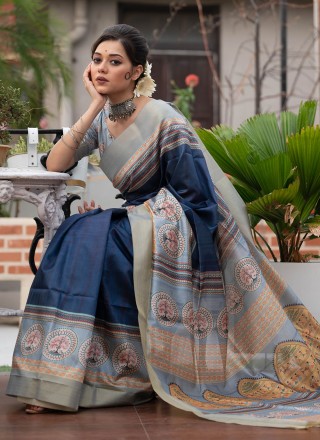 Navy Blue Weaving Traditional Saree