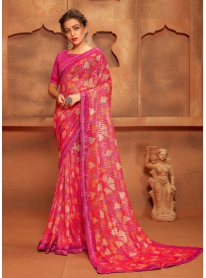 Net Embroidered Contemporary Style Saree