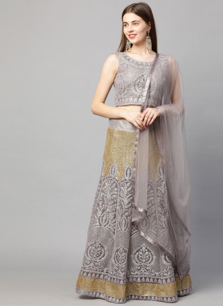 Embellished With Heavy Sequence Worked Grey Designer Lehenga Choli With Net  Dupatta – Kaleendi
