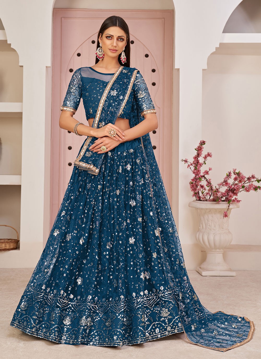 Buy Lehenga Choli for Women or Girls Organza Floral Print Embroidery Work  Indian Wedding Party Wear Lengha Choli Online in India - Etsy