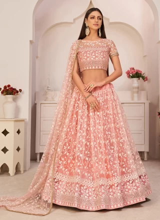 Exquisite Peach Colored Designer Lehenga Choli, Shop wedding lehenga choli  online
