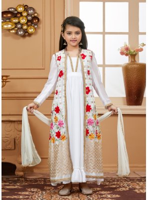Net Salwar Kameez in Off White