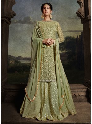 Net Zari Green Salwar Suit