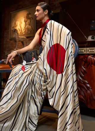 Off White Casual Trendy Saree