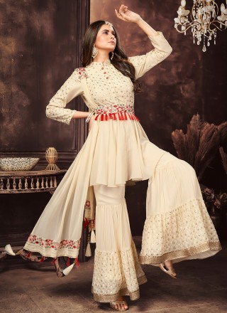 Off White Color Readymade Salwar Suit