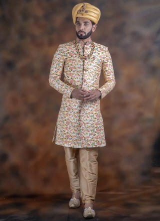 Off White Fancy Indo Western Sherwani