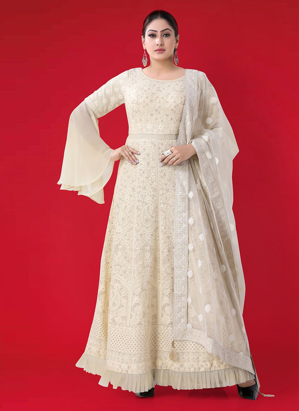Off White Festival Readymade Anarkali Suit