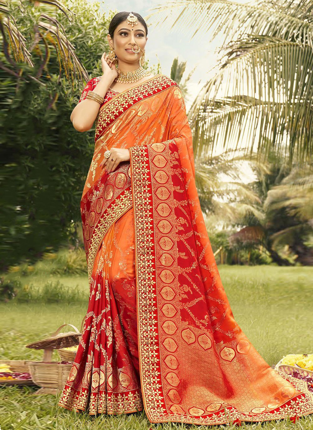 Discover more than 74 orange colour saree images latest