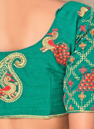 Orange Brasso Embroidered Designer Traditional Saree