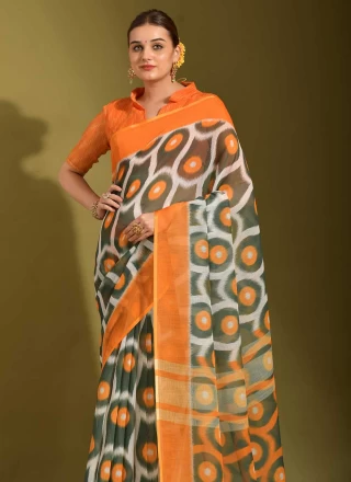 Orange Color Contemporary Saree