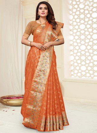 Orange Color Traditional Designer Saree