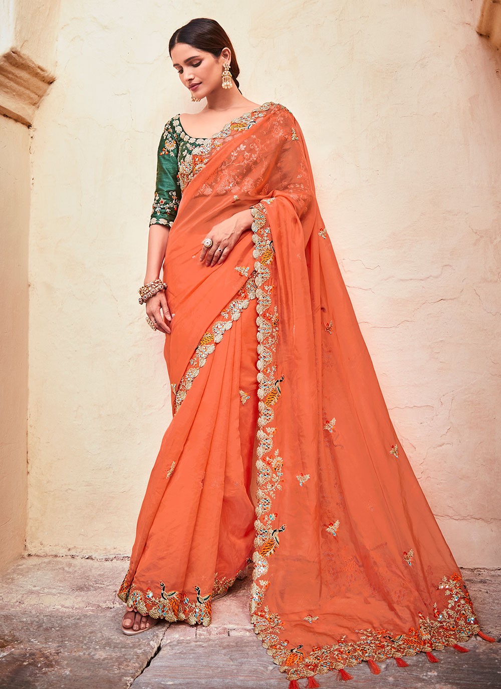 Haldi Marriage Function Wear Silk Saree | Wedding Shaadi Party Dress