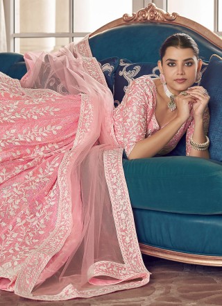 Organza Embroidered Pink Designer Lehenga Choli