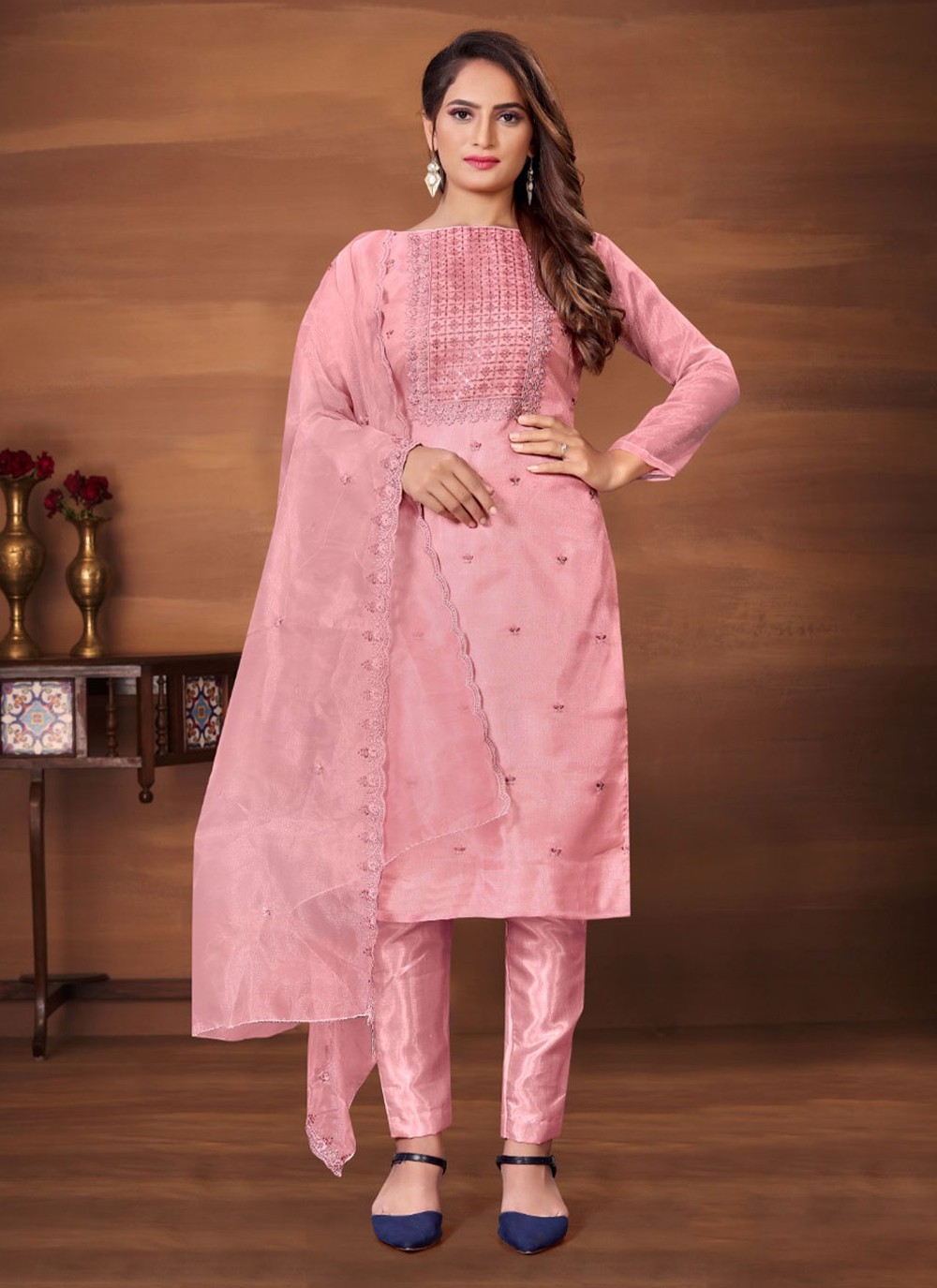 Organza Pink Salwar Suit