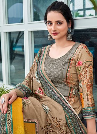 Pashmina Grey Digital Print Trendy Salwar Suit