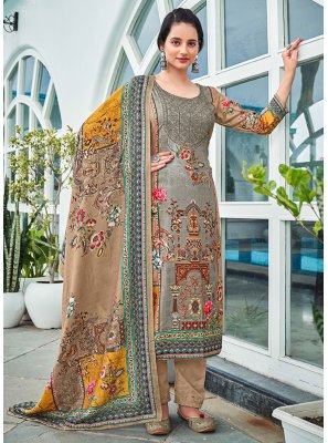 Pashmina Grey Digital Print Trendy Salwar Suit