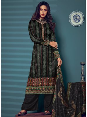 Pashmina Palazzo Salwar Kameez in Black
