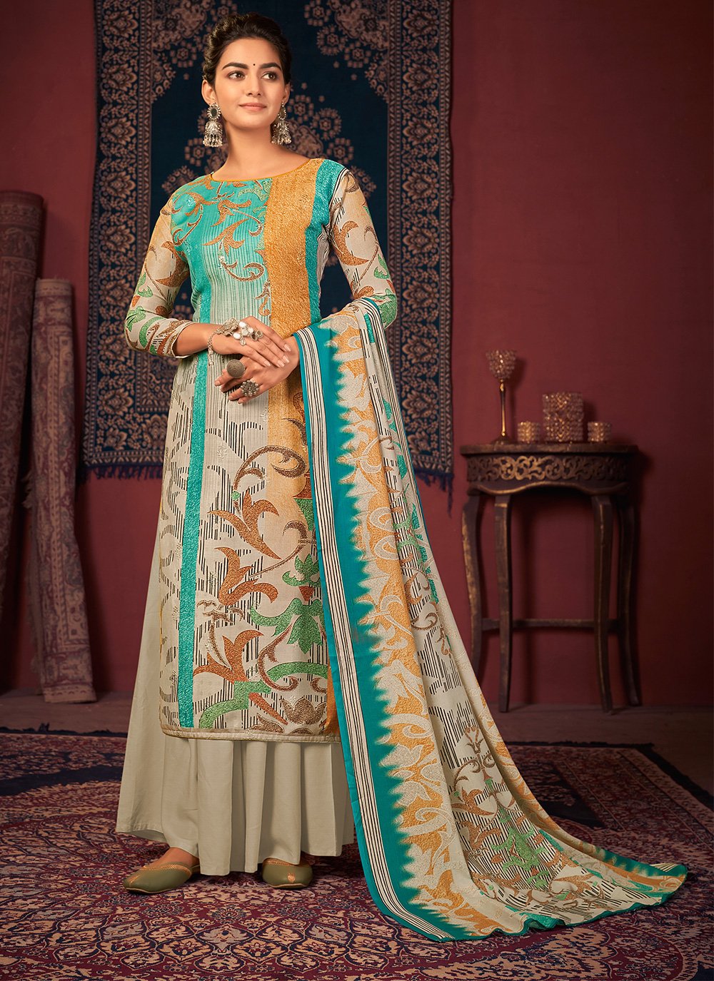 Pashnima Silk Multi Colour Digital Print Salwar Suit