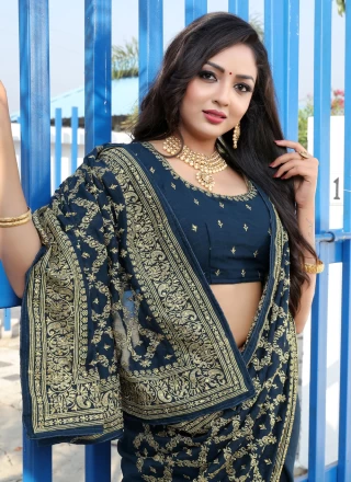 Patch Border Vichitra Silk Designer Traditional Saree