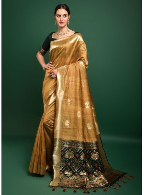 Patola Silk  Gold Classic Saree