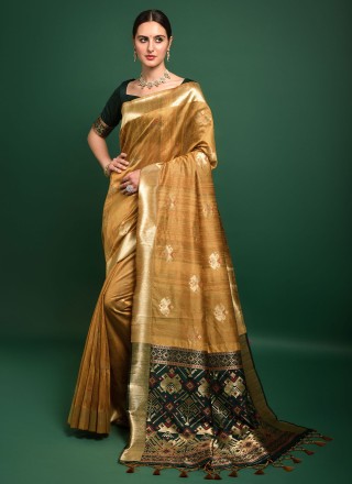 Patola Silk  Gold Classic Saree