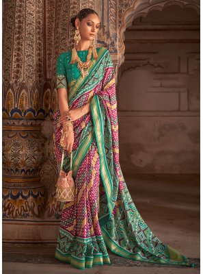 Patola Silk  Green Weaving Classic Saree