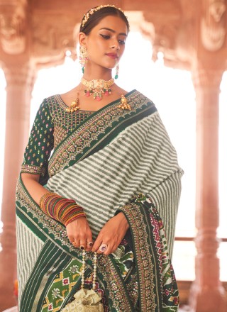 Patola Silk  Off White Traditional Designer Saree