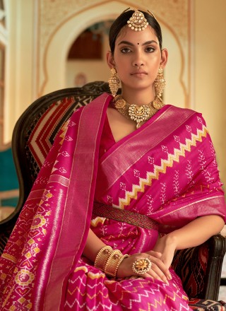 Patola Silk  Weaving Pink Saree