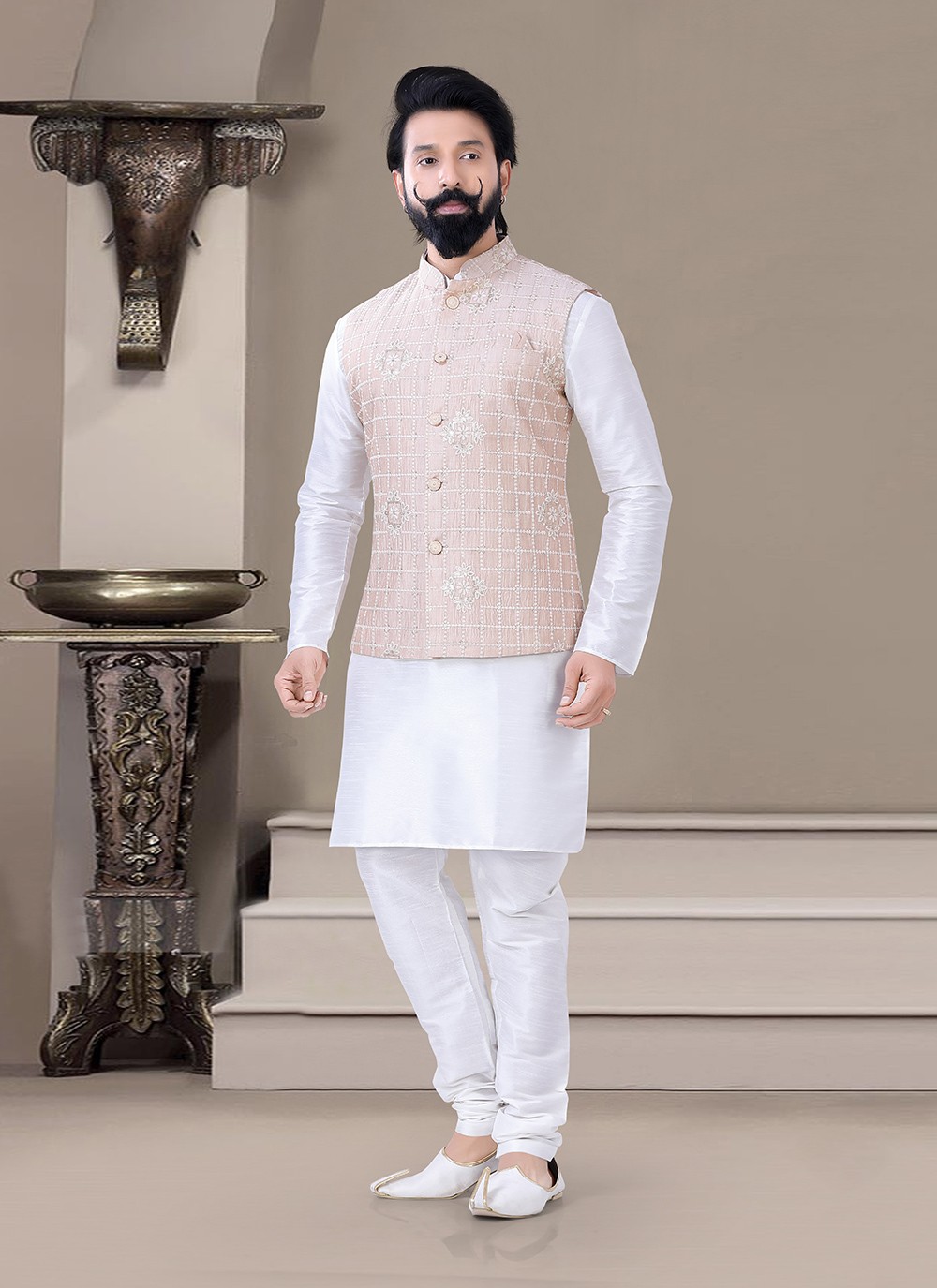 Kurta with sale waistcoat for mehndi