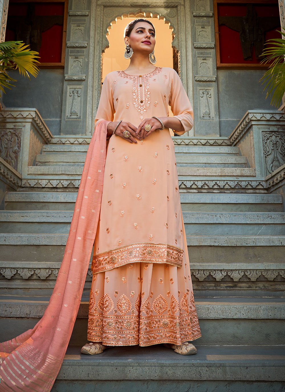 peach colour salwar suit design