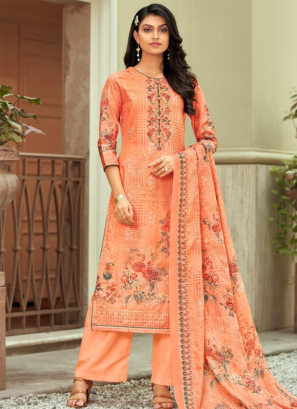Peach Designer Pakistani Salwar Suit