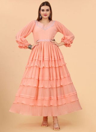 Peach Color Party Gown Online in India