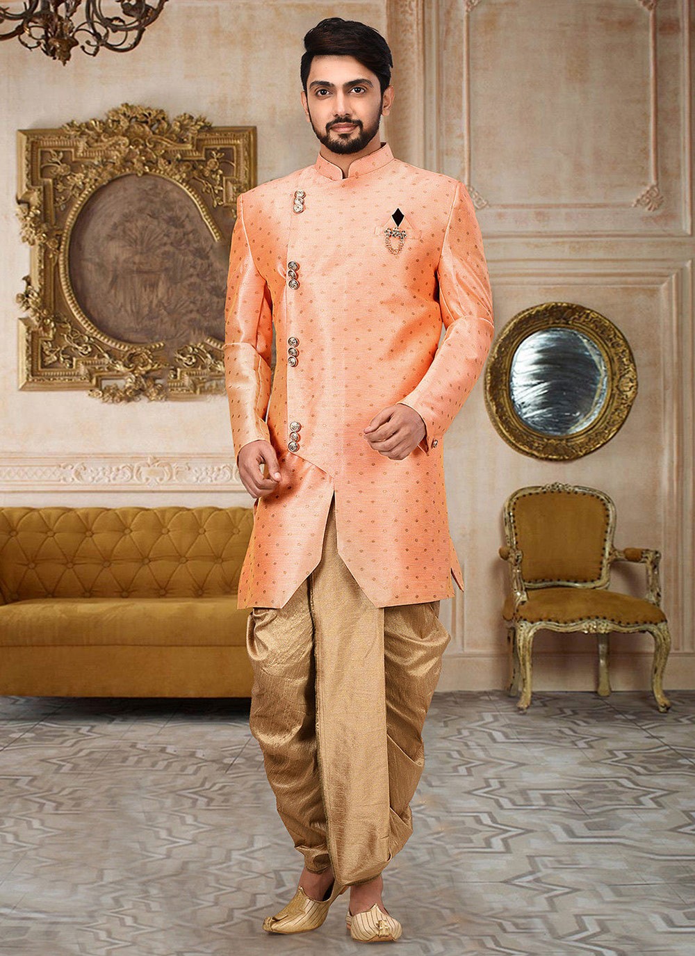 Peach sherwani outlet