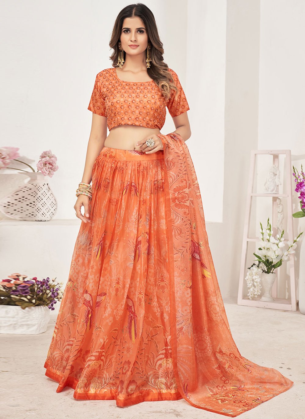 Buy Peach Blouse And Lehenga Pure Silk Embroidered Floral Zari Bridal Set  For Women by Khwaab by Sanjana Lakhani Online at Aza Fashions.