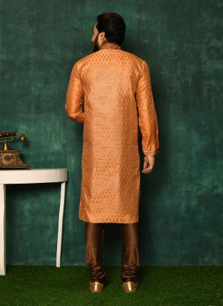 Peach Woven Festival Kurta Pyjama