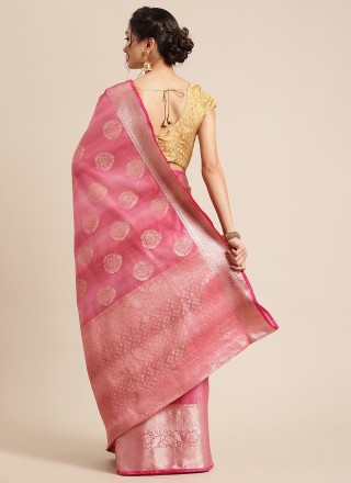 Pink Banarasi Silk Designer Traditional Saree