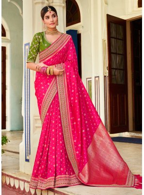 Pink Banarasi Silk Weaving Trendy Saree